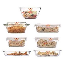 Femora-Borosilicate-Glass-Microwave-Safe-Kitchen-Set-for-Serving-Storage-Baking-Cooking-Set-of-7-Clear-White