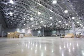 LED bay lights installed in the warehouse